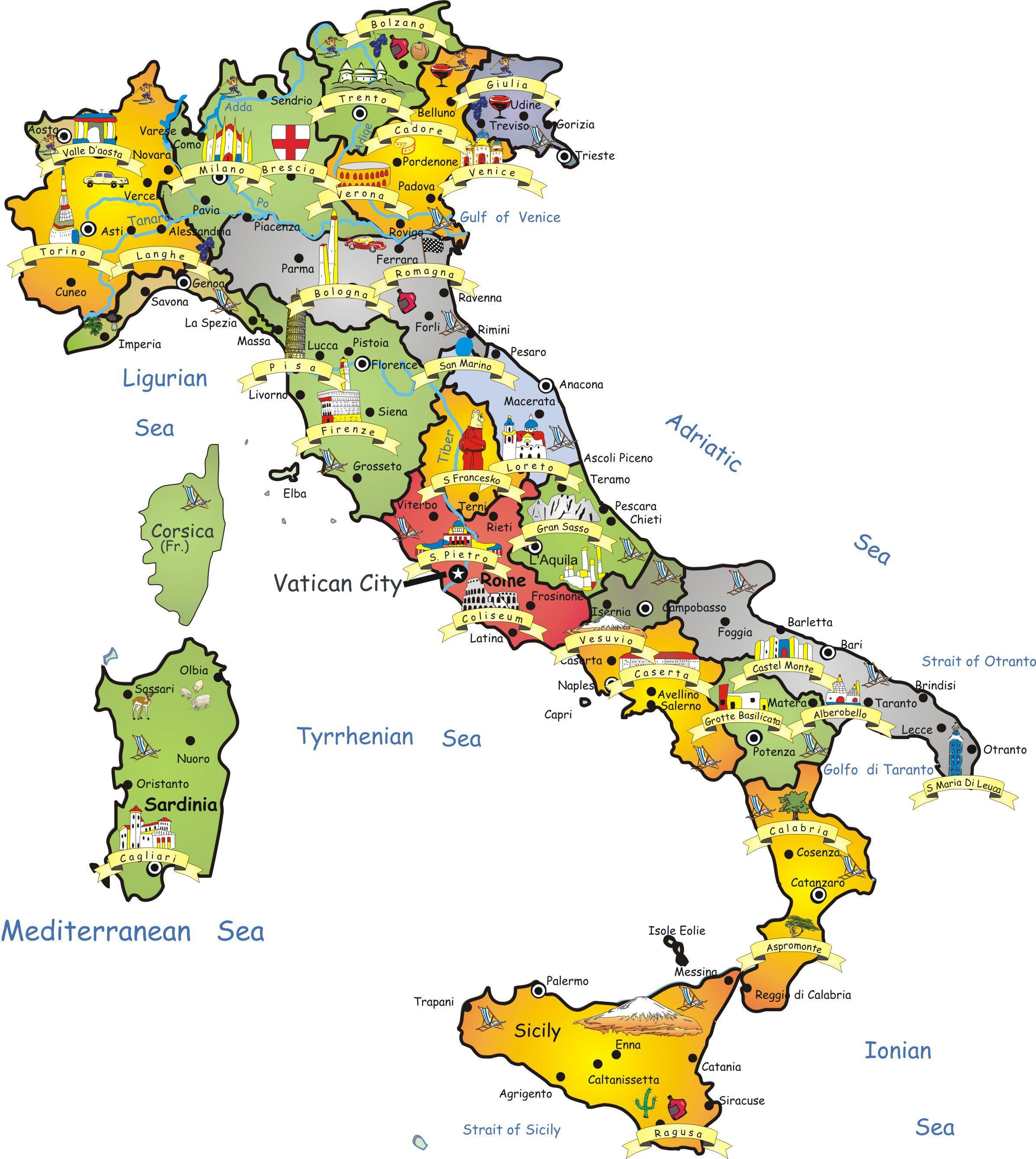 Italia Mapa Turístico Italia Mapa De Turismo Sur De Europa Europa