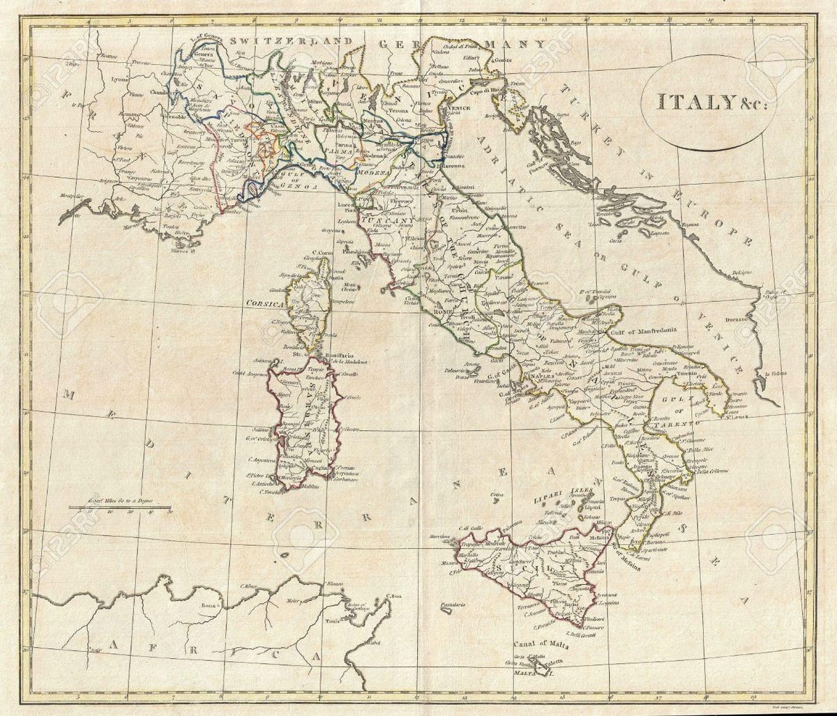 mapa de Italia de edad