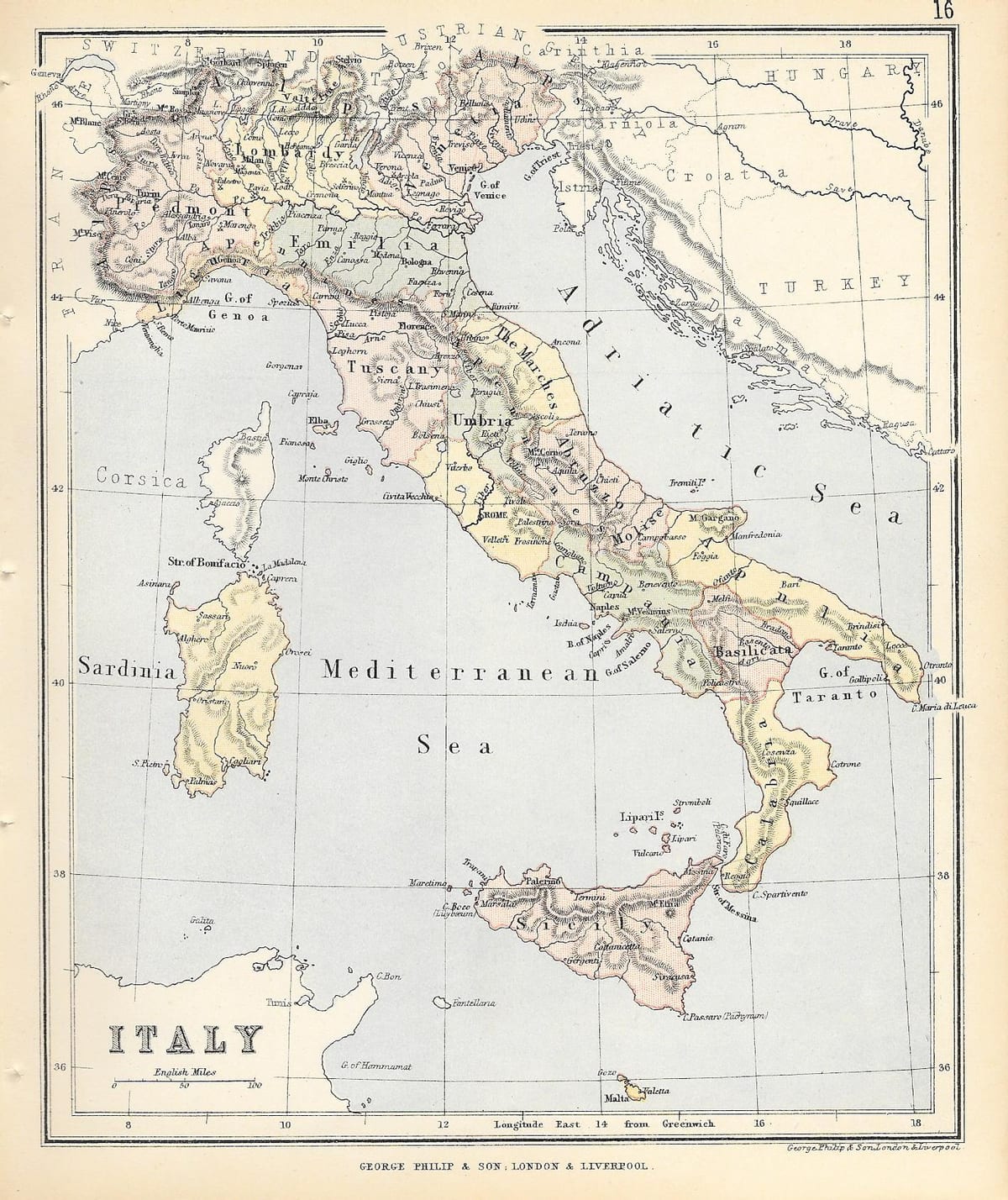 mapa histórico de Italia