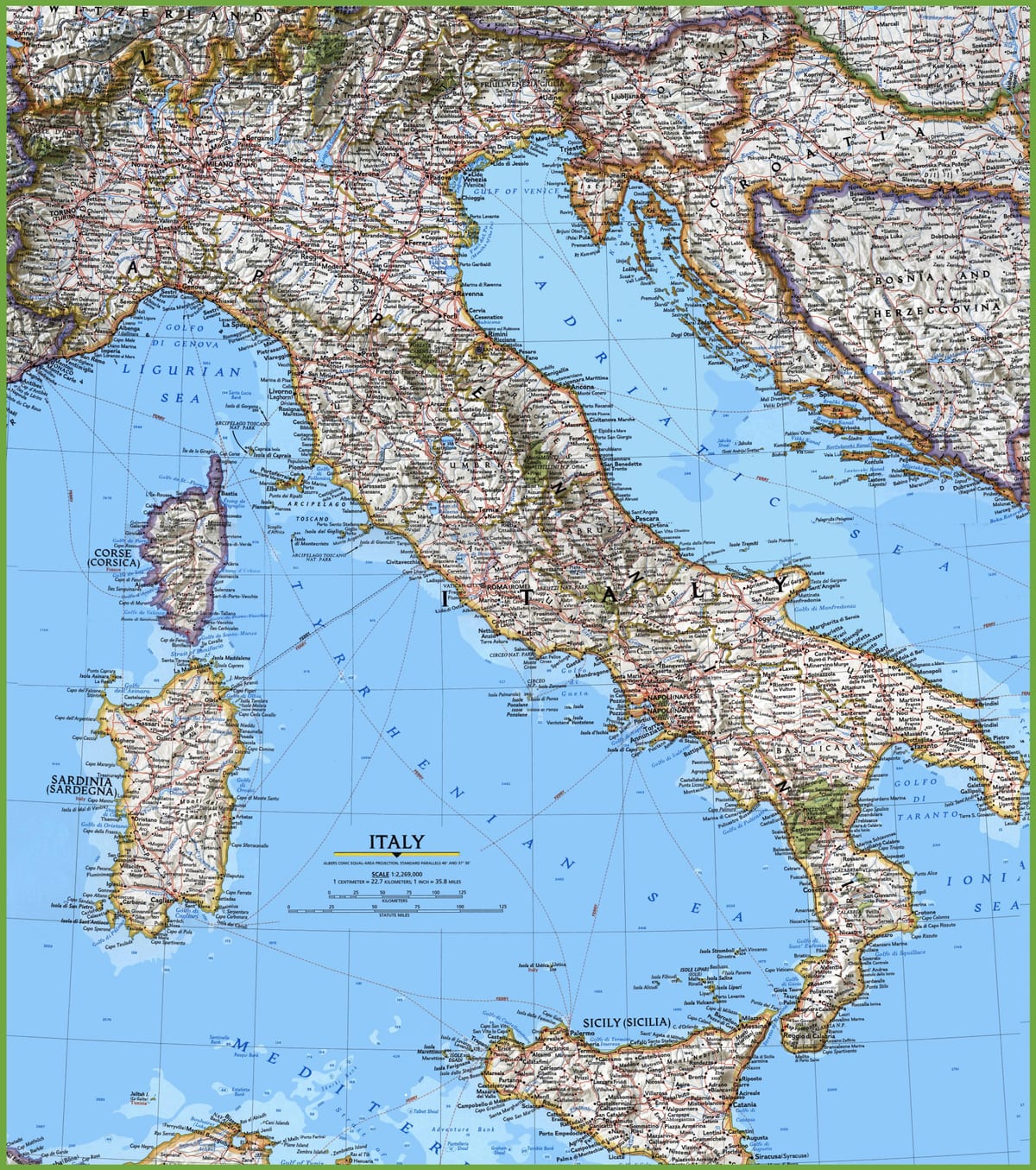 gran mapa detallado de Italia