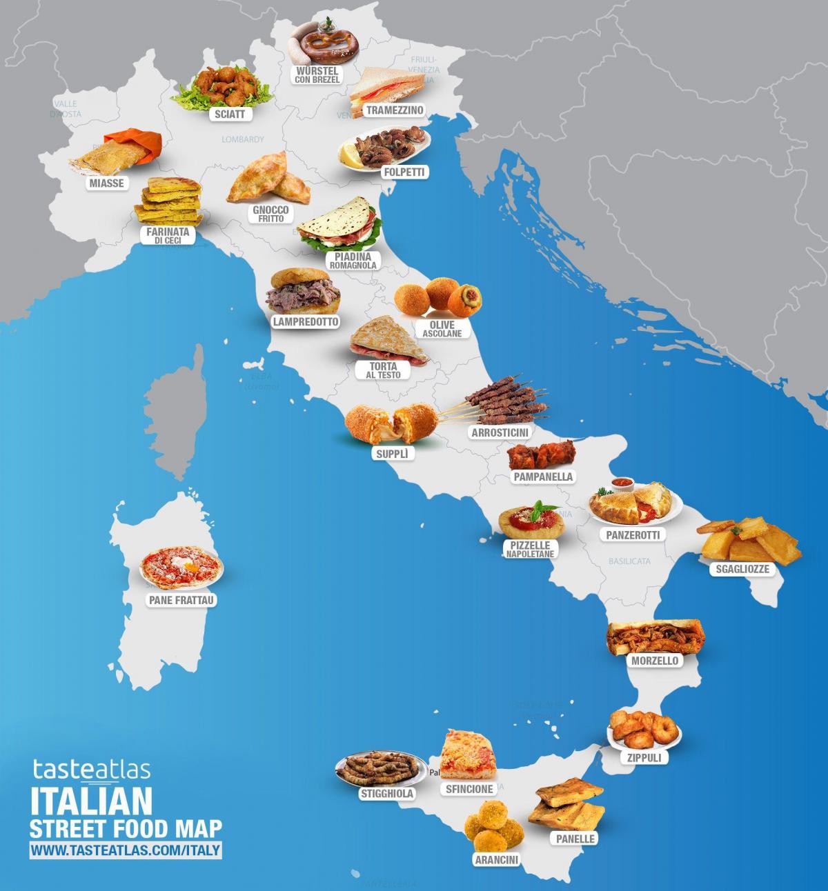 mapa de itlay de alimentos