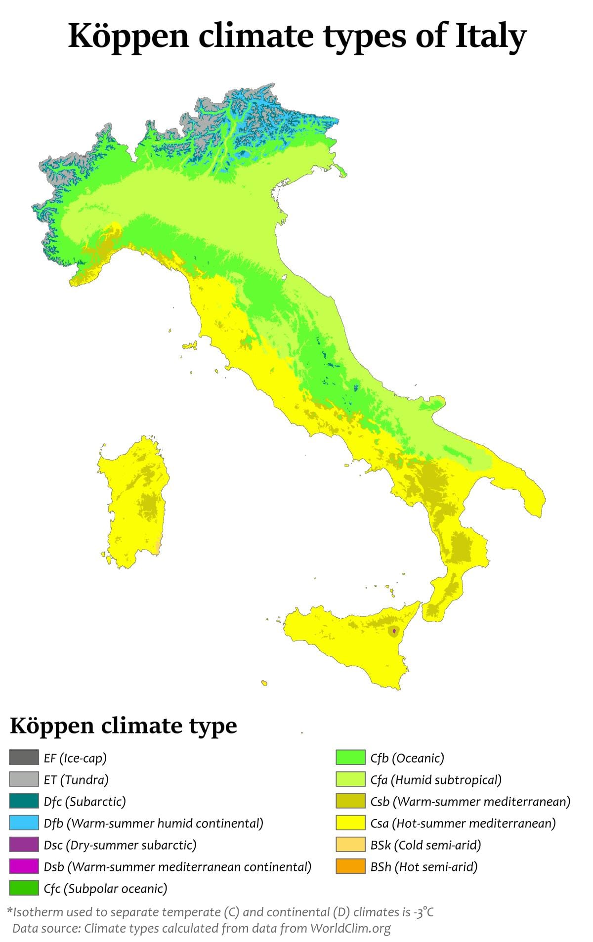mapa de Italia climático
