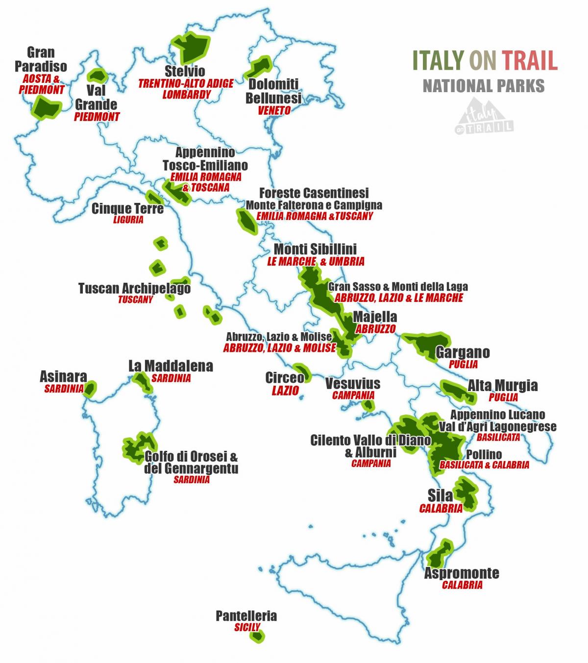 Italia parques nacionales mapa