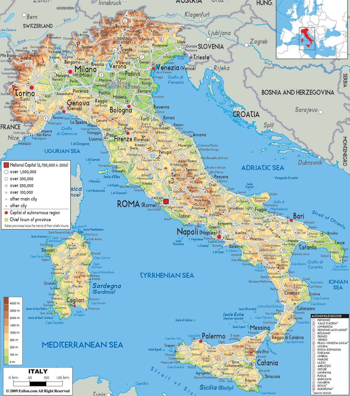 Italia geografía mapa