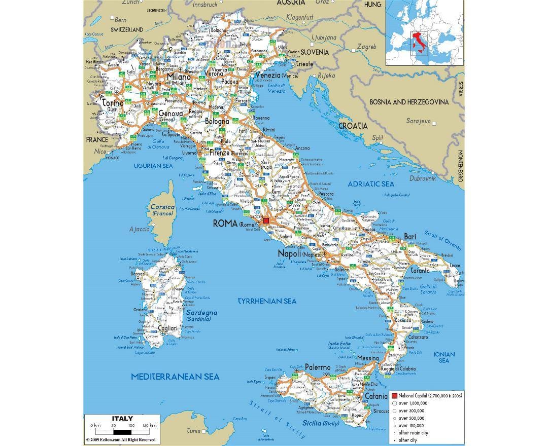 detallado mapa de Italia con las ciudades