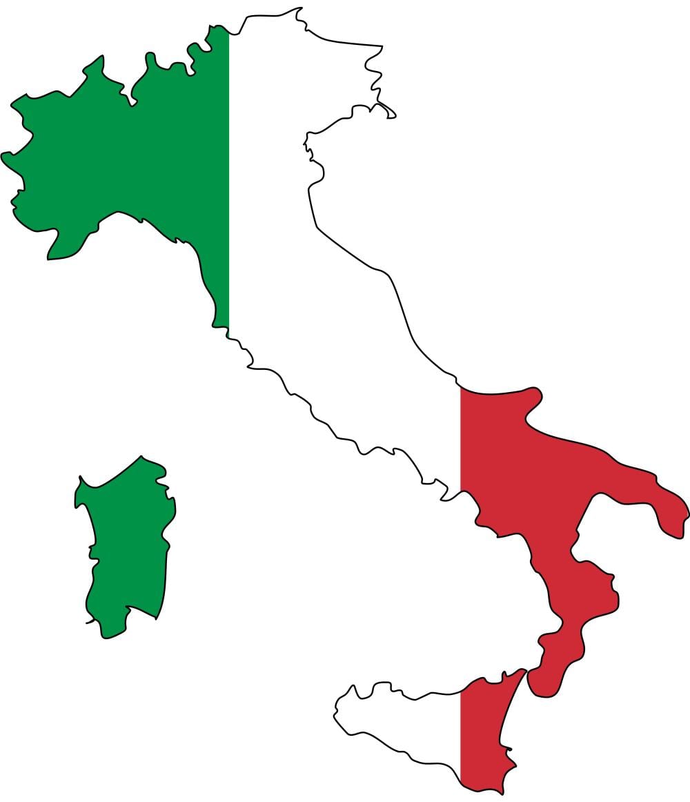 mapa de la bandera de Italia