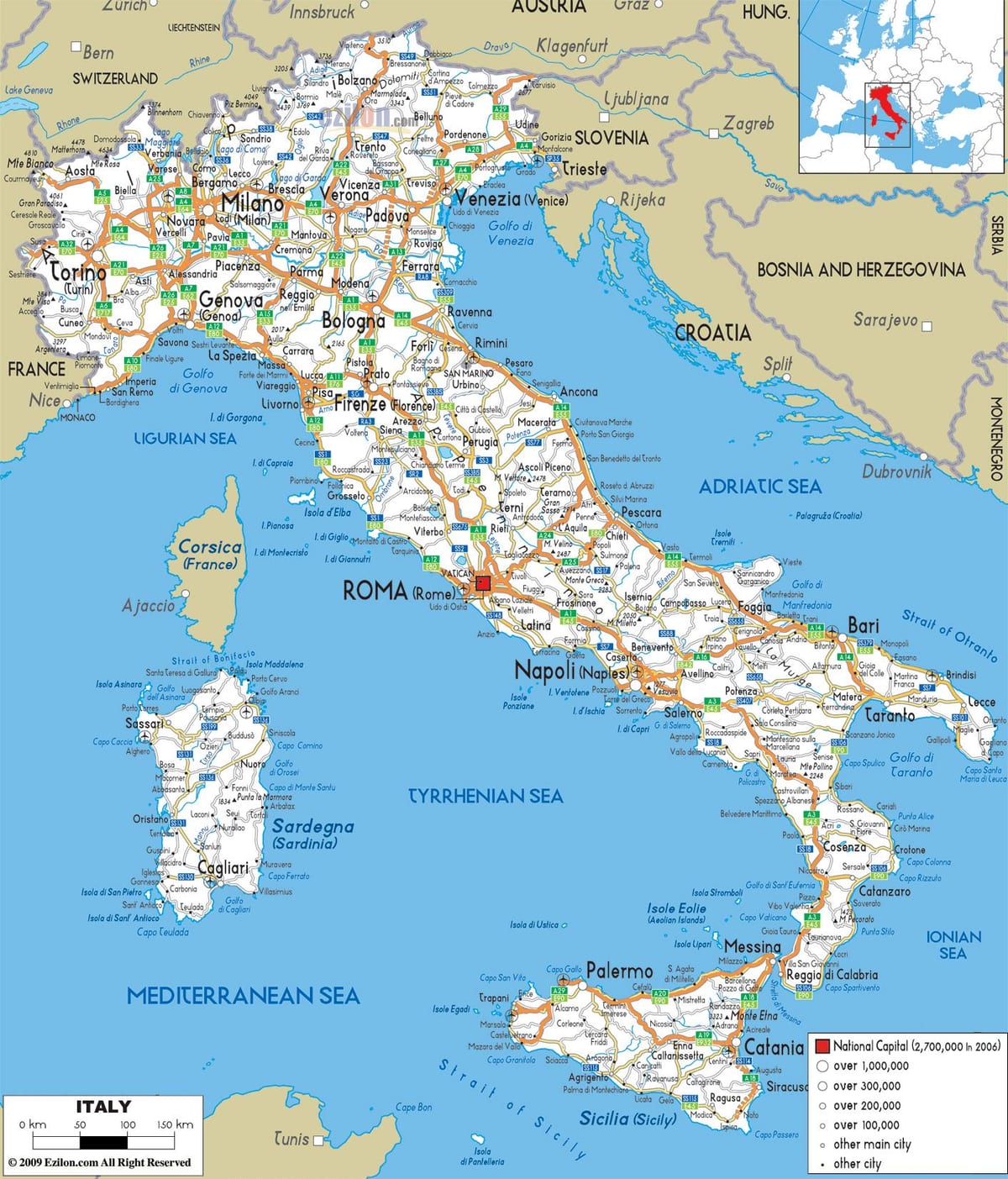 detalle del mapa de Italia