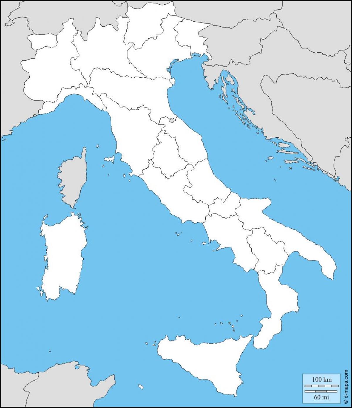 Mapa En Blanco De Italia Mapa En Blanco De Italia Con Las Regiones Sur De Europa Europa 5963