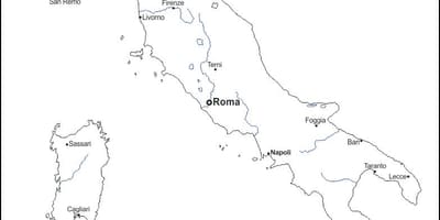 Esquema del mapa de Italia con las ciudades