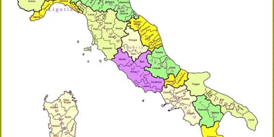 Italia regiones del mapa de las provincias