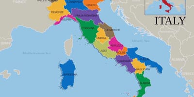 Mapa de Italia y de las regiones
