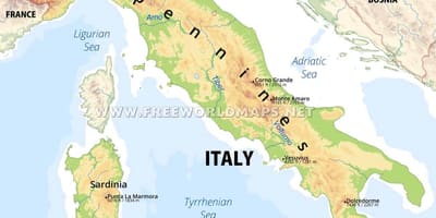 Italia características físicas mapa